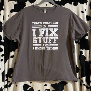 Gray Graphic T-Shirt with White Text